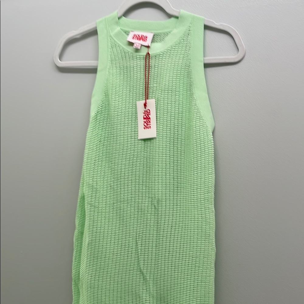 Solid and striped Mint Green Sleeveless Knit dress